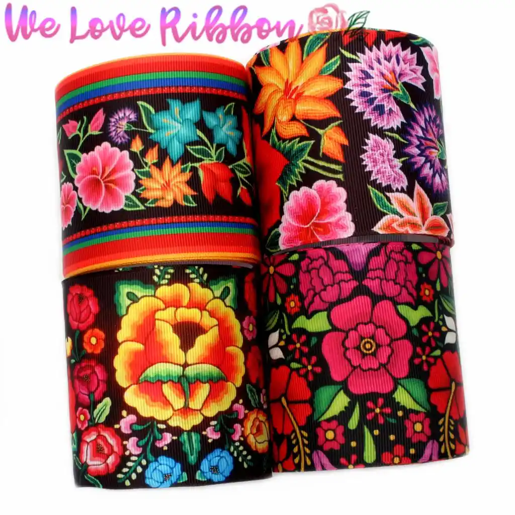 Grosgrain flores 16mm
