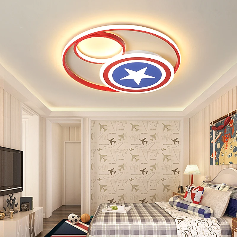Современная светодиодная люстра в стиле Капитана Америки для спальни, детской комнаты, детской комнаты, 90-260 В, Потолочная люстра для дома