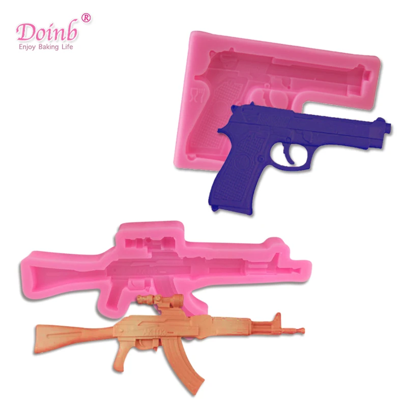 DIY пистолет AK форма помадки мыло 3D торт Силиконовая Форма Кекс желе Конфеты