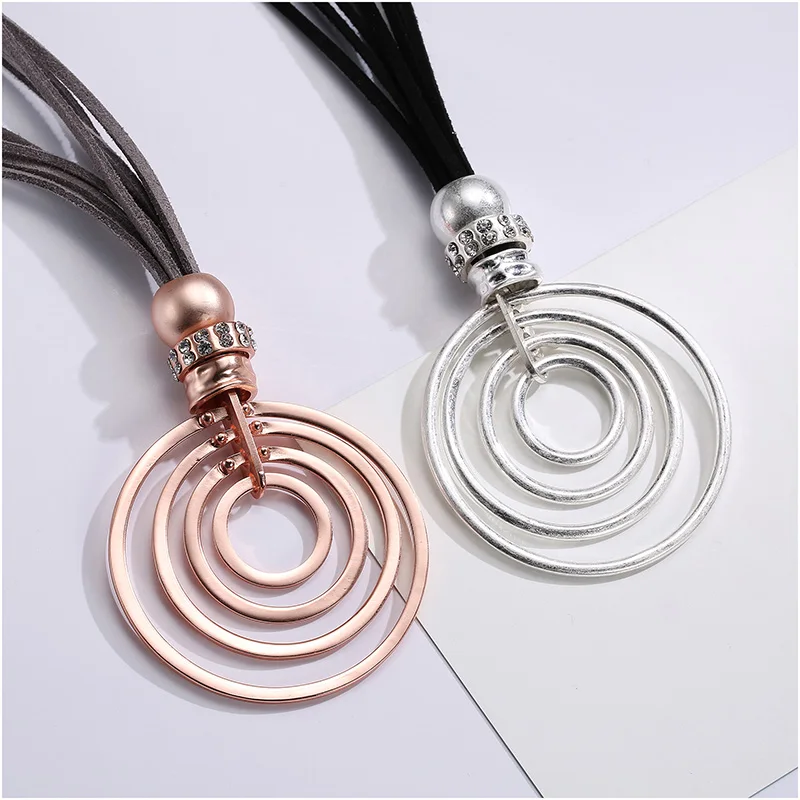 Shineland дешевая цена длинное геометрическое ожерелье металлическая цепь из искусственной кожи Панк массивные подвески для женщин модные ювелирные изделия