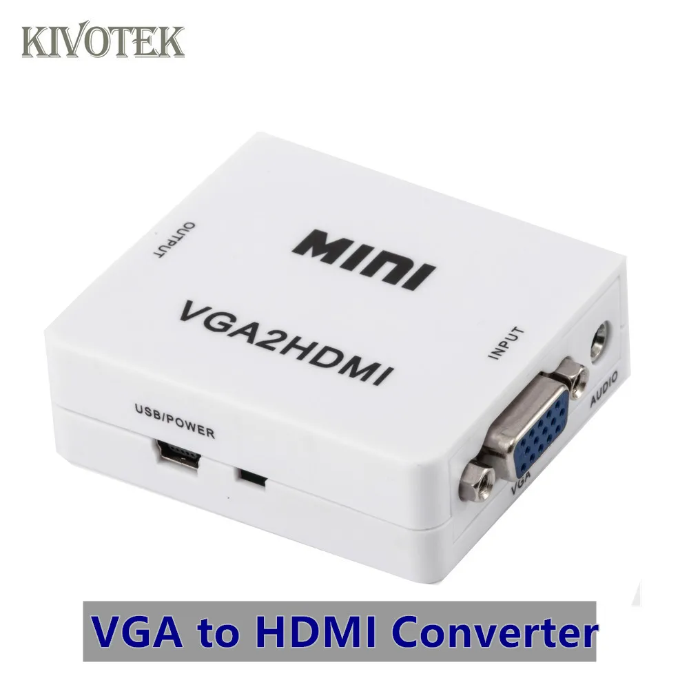 

VGA to HDMI Converter Scaler Adapter Box PC2TV Female Connector USB Power Supply For Laptop PCsHDTV DVD PS23 XBOX Free Shipping