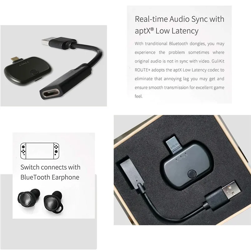 Bluetooth 5.0 Audio Transmitter with USB Type-C AptX-LL Low Latency Connect Wireless Headphones Speakers Support For PS4 40MAY1401