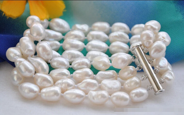 

FREE shipping>>>>4row 8" 13mm white baroque FRESHWATER CULTURED pearl bracelet 6.05