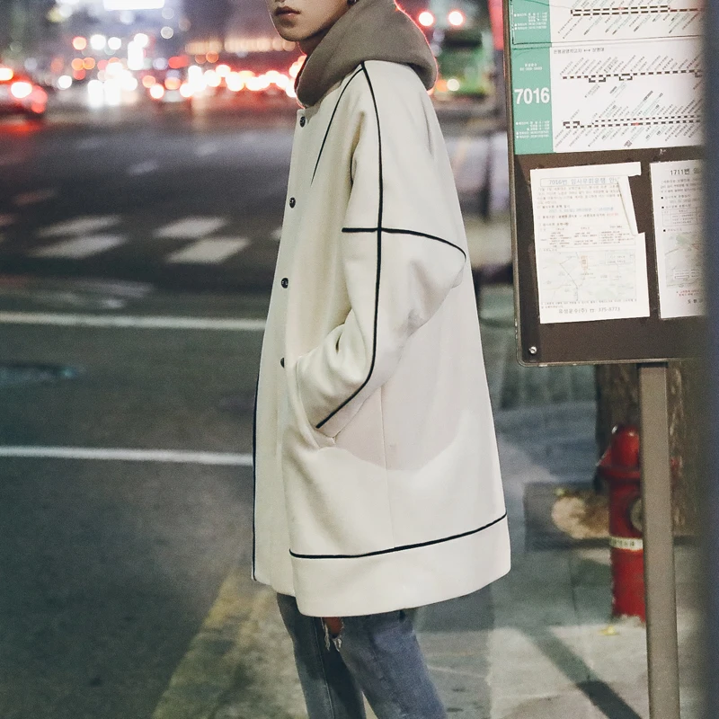 

Fashion Casual Men's Coat Autumn And Winter New M-XL Stitching Thickening Loose Coat Jacket Three-color PersonalityYouth Popular