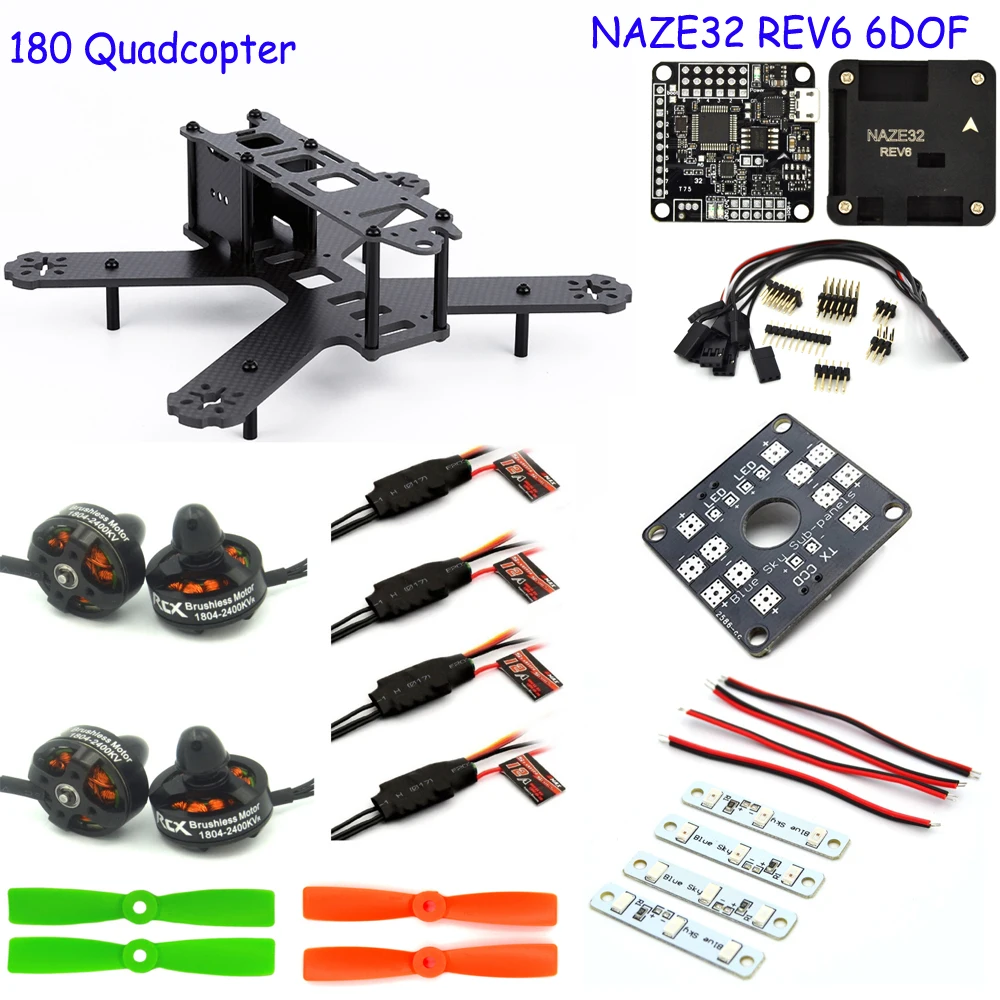 

LHIfpv RC airPlane 180mm Carbon fiber frame kit 4-axis Naze32 Rev6 6DOF 1804 Brushless motor Simonk12A ESC for QAV180 quadcopter