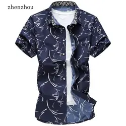 3 вида цветов M-7XL цветочный Для мужчин рубашки с короткий рукав мужской одежды Брендовая Повседневная рубашка Для мужчин рубашка человек