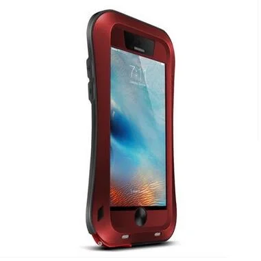Мощный чехол Love Mei для Apple iphone 6/iphone 6 S 4," водонепроницаемый противоударный алюминиевый чехол+ закаленное стекло - Цвет: Красный