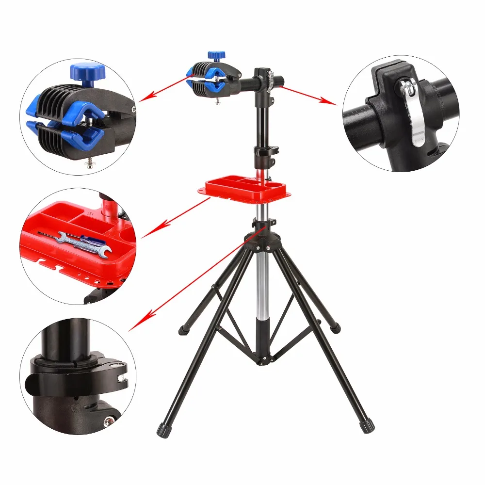 Kopen Thuis Monteur Vouwen Staal bike stand reparatie fiets houder fietsenstalling rek Onderhoud rack reparatie tool