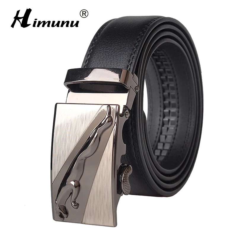 Luxury Mens Genuine Leather Ratchet Belt Automatic Buckle Waistband Waist Strap