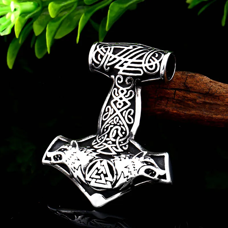 Beier stainless steel norse viking dropshipping 1pcs thor's hammer mjolnir wolf head pendant necklace scandinavian jewelryLP447 Beier stainless steel norse viking dropshipping 1pcs thor's hammer mjolnir wolf head pendant necklace scandinavian jewelryLP447