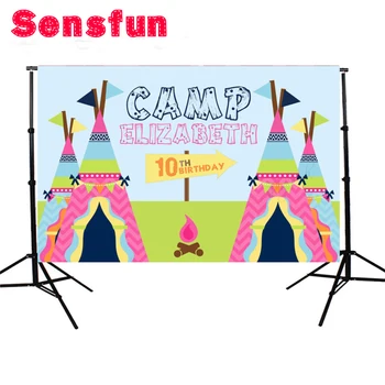 

Cartoon Polyester foto achtergrond Birthday Camp Custom Photo Studio Backdrop Background Vinyl 220cm x 150cm