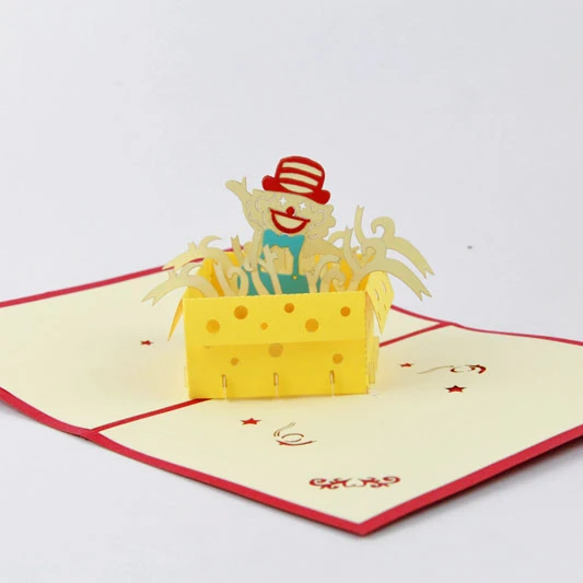 かわいいピエロカード 3d切り紙カード 手作りグリーティングカードのギフト用男性送料無料 Greeting Cards Handmade Greeting Cardskirigami Card Aliexpress
