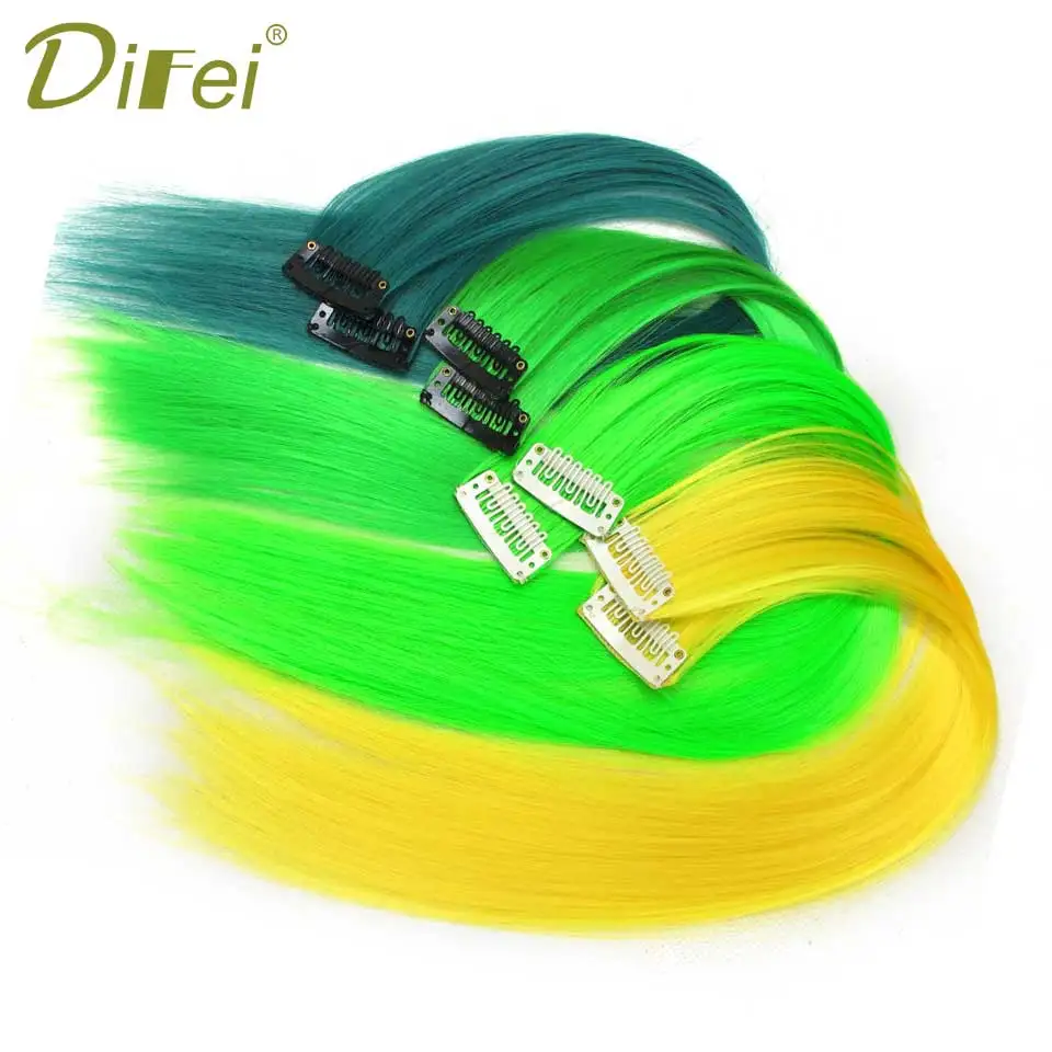 1 Piece 1 Clip In Synthetic Hair Extensions Ombre 55CM Long Straight Clip On Hair Pieces Women Girls DIFEI Wig 1 Piece 1 Clip In Synthetic Hair Extensions Ombre 55CM Long Straight Clip On Hair Pieces Women Girls DIFEI Wig
