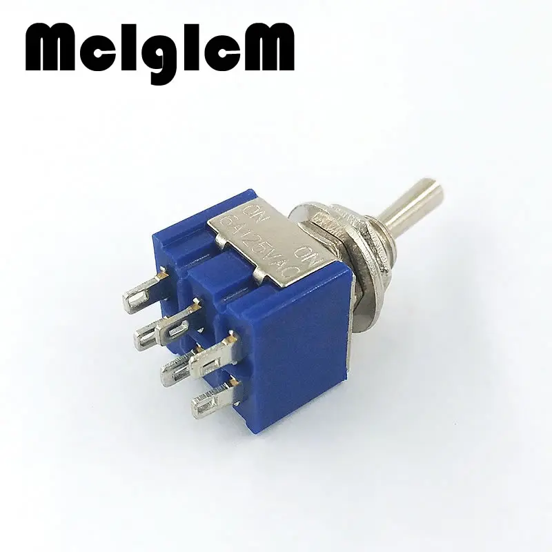 Миниатюрный рычажный переключатель 5 шт./лот DPDT 6A 125V AC / 3A 250V 6 контактный вкл/вкл 13