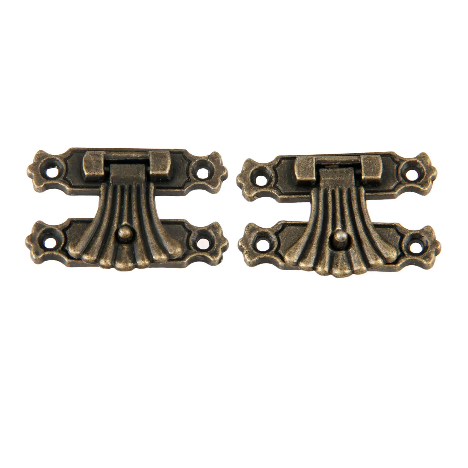 DRELD 2Pcs Antique Bronze Jewelry Wooden Box Case Toggle Hasp Latch Vintage Hardware Furniture Accessories With Screws 37*27mm