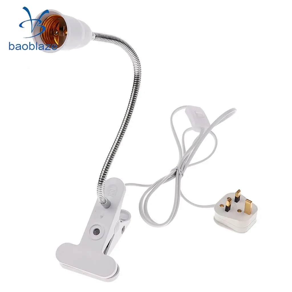 E27 Flexible Clip on Switch LED Light Lamp Bulb Holder Socket Converter