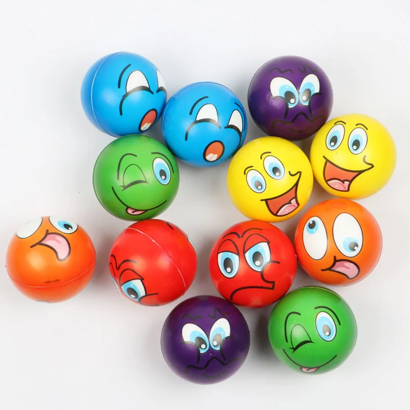 

Anti Stress ball Relief Cartoon smiley face PU Foam Balls Anti Stress Toys for Chrildren Boys Girls 63mm 6pcs