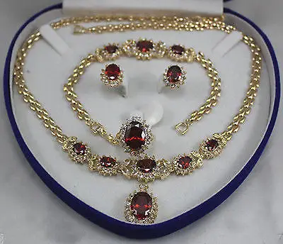 

Fine real 18KGP Fashion Cubic Zirconia Trendy Jewelry %women's jewelry rubine 18KGP Earring Bracelet Necklace Ring