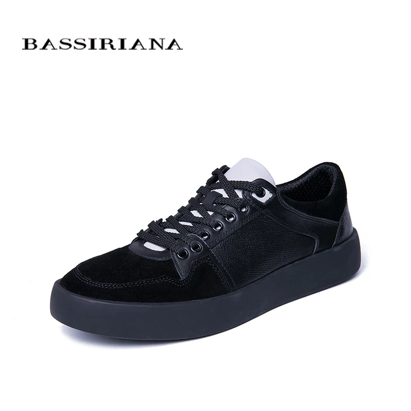 

BASSIRIANA New 2019 Genuine Leather men casual shoes lace up comfortable round toe spring autumn 39-45 size handmade