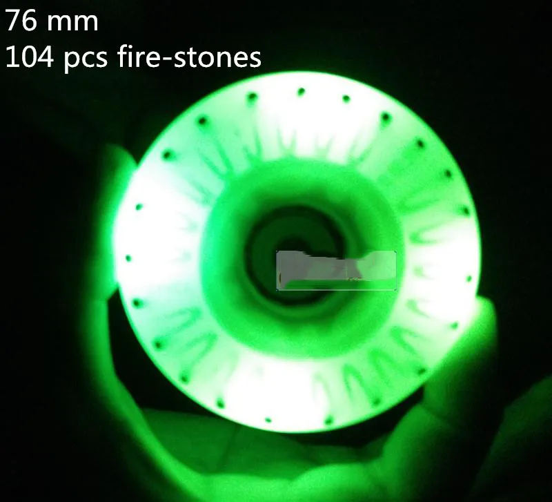 4 шт./компл. роликовые коньки огнеупорные камни светящиеся колеса для роликов 90A твердость светодиодный вспышка блестящие роликовые коньки без подшипников - Цвет: 4 pcs 76mm green