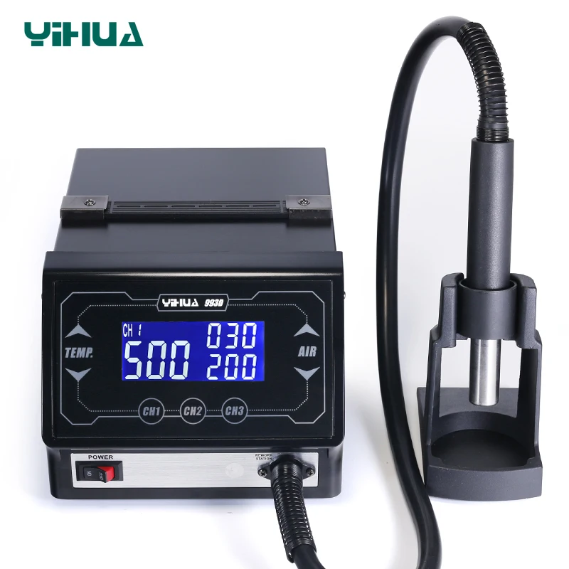 LCD Touch Screen Soldering Station YIHUA 993D Hot Air Gun Solder Blower 1300W BGA Rework SMD Soldering 