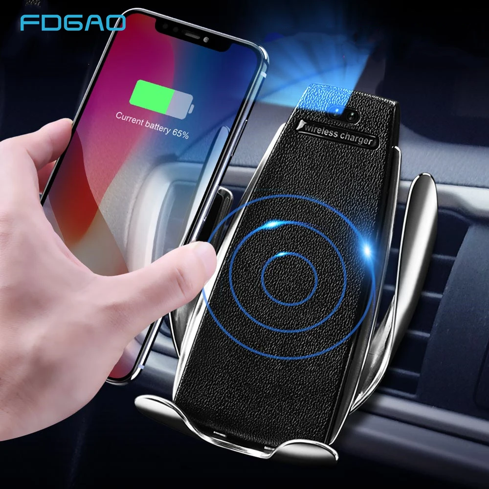 

FDGAO Wireless Car Charger Mount Auto Clamping 10W Fast Charging Qi Phone Holder Air Vent For iPhone XS XR X 8 Samsung S10 S9 S8