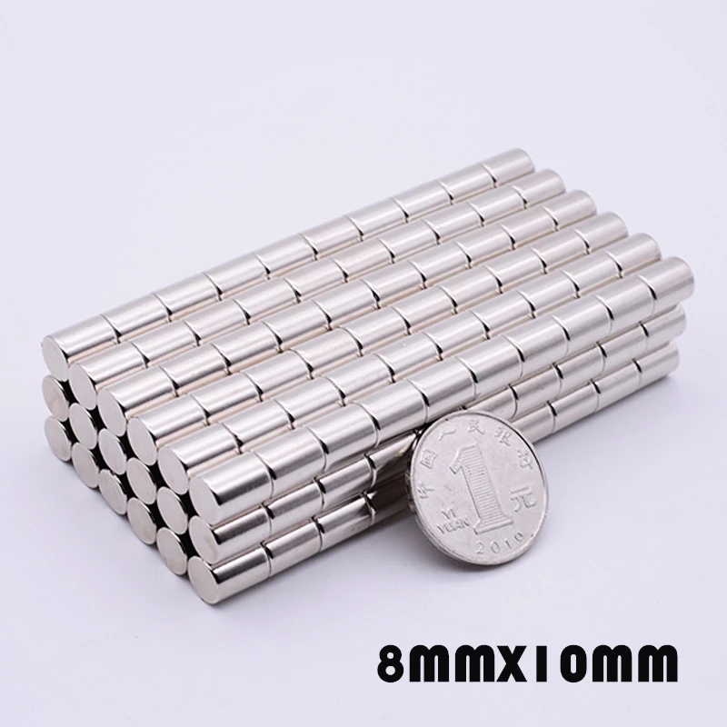 

20/50Pcs 8x10mm N35 Neodymium Magnet Disc 8mm x 10mm Permanent NdFeB Small Round Super Powerful Magnetic Magnets For Craft