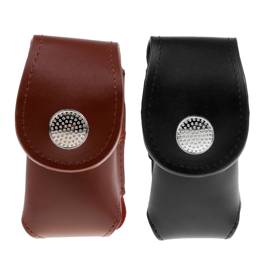 Mini Portable Leather Clip On Golf Ball Holder Pouch Tees Storage Bag