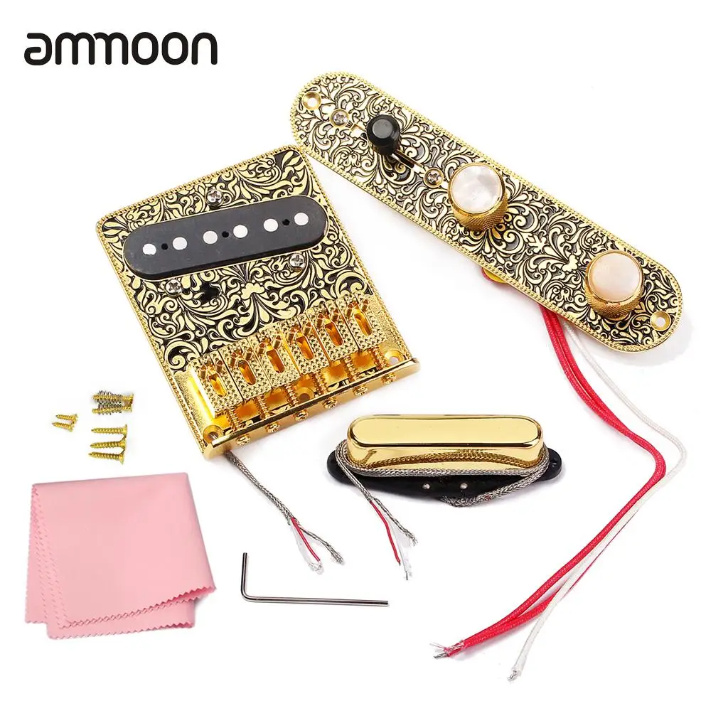

High-quality Electric Guitar 6 Saddle String Bridge Pickup Set with 3 Way Switch Control Plate Beautiful Decorative Pattern