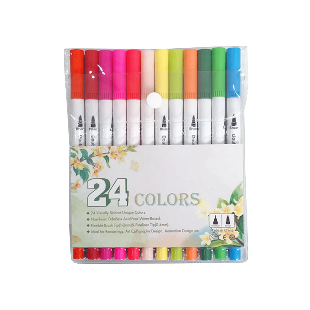 

24/36/60/100pcs Graffiti Dual Tips Fineliner Write Marker Pen Set Non Toxic Highlighting Coloring Art Painting School Supplies