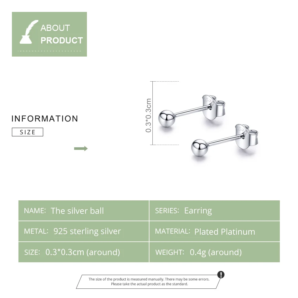WOSTU, трендовые маленькие серьги-гвоздики с шариками, Настоящее 925 пробы, серебряные серьги для женщин, свадебные простые круглые крошечные серьги FIE581