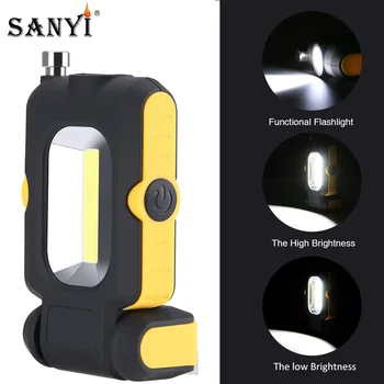 

Sanyi Powerful COB LED Flashlight Portable Pick Up Tool Work Light 180 Degree Stand Torch Strong Magnetic Car Reparing Lamp AAA