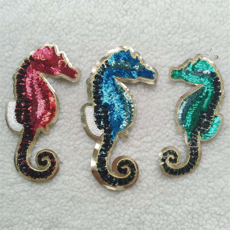 Parche con patrón de animales de caballito de mar, apliques lentejuelas para coser en ropa, vaqueros, suéter, bolsa, accesorio para ropa|Parches| - AliExpress