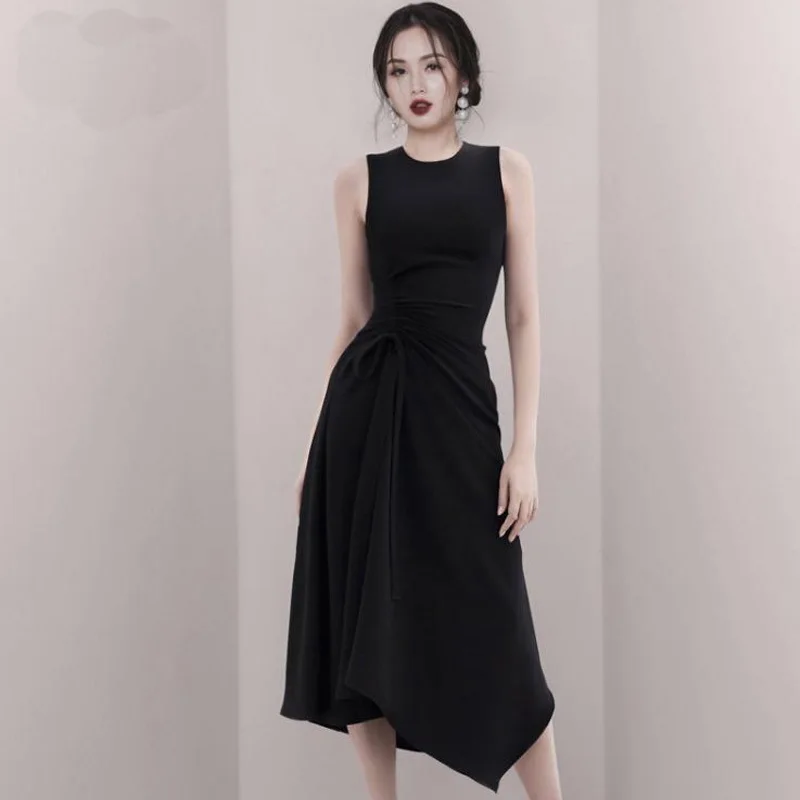 

mesh women midi dress with belt Elegant ladies party dress Summer fashion irregular hem red black dress Vestidos mujer
