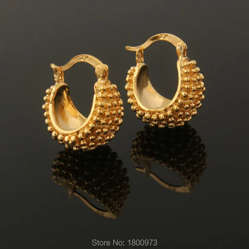

New Vintage Gold Color Beautiful Flower Hoop Earrings Fashion Jewelry For Women Party Gifts