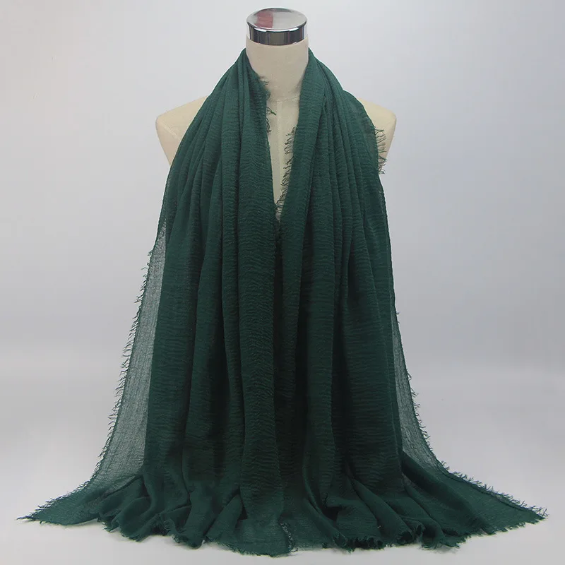 Модный простой хлопковый шарф с бахромой, Женский мягкий однотонный шарф в кашне, шаль из пашмины, мусульманский шарф, хиджабы, палантины