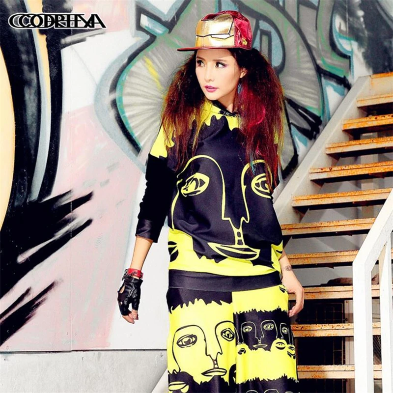 

Harajuku Style Tide brand Fashion Print Hoodies Women Spring Autumn Loose Pullovers Hooded Long Sleeve Rock Hip hop Sweatshirt