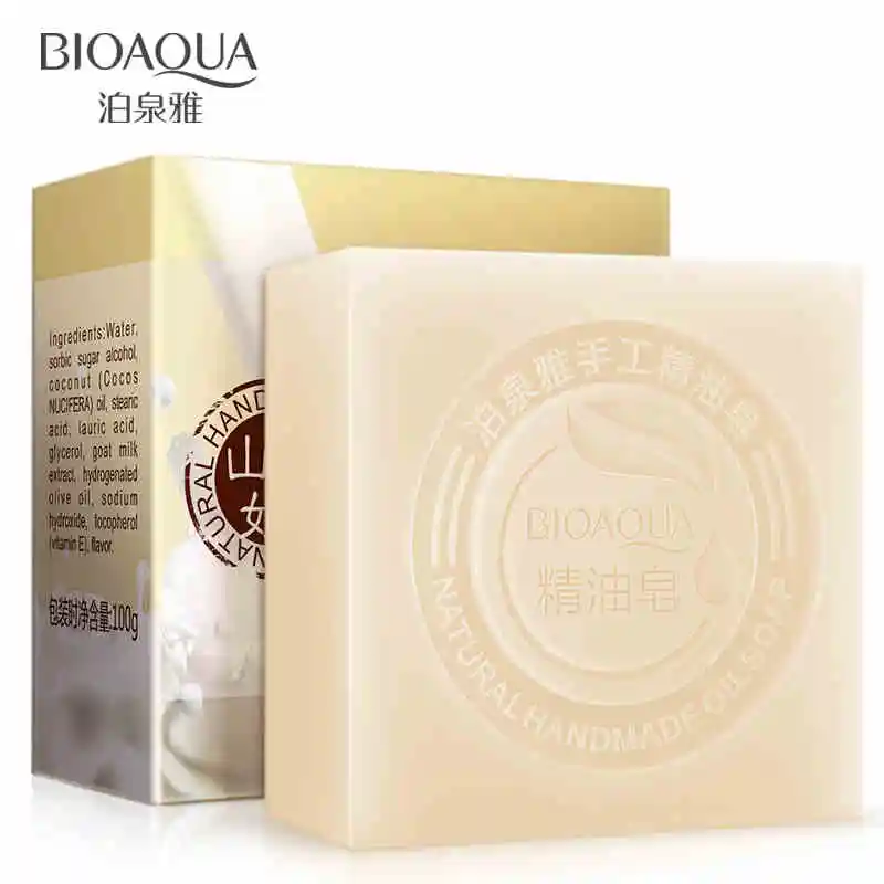 

BIOAQUA Goat milk Handmade Soap Face/Body/Hand/Hair Repairing Cleaning Whitening Soap Blackhead Remover Acne Treatment Soap