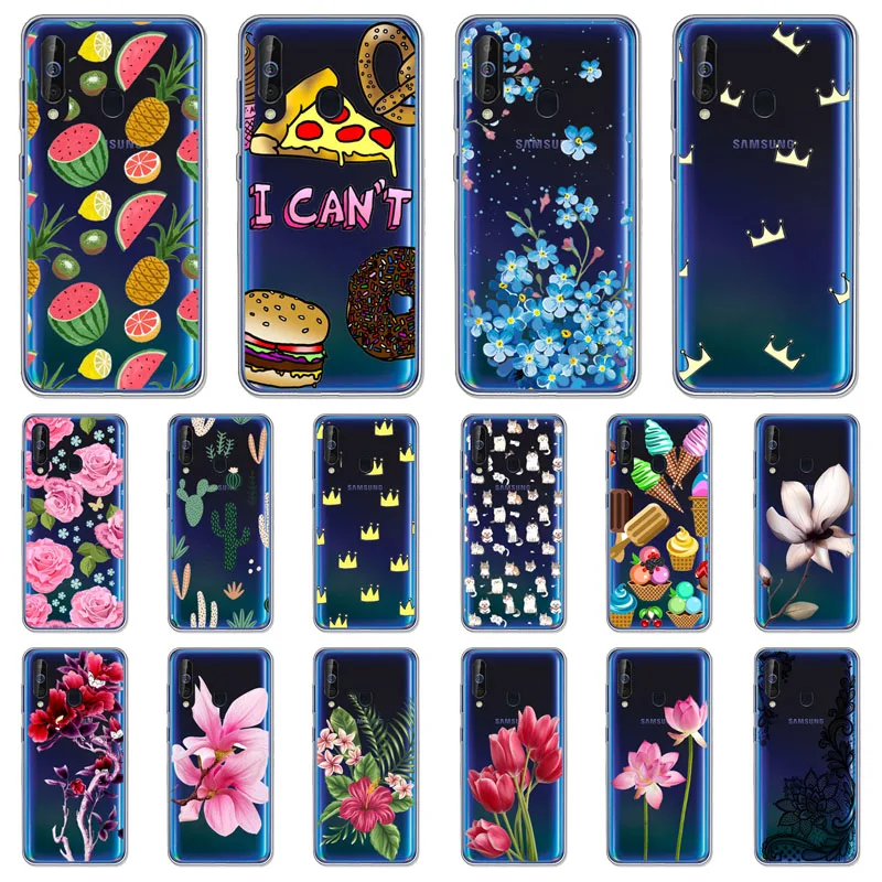 Samsung Galaxy A60 Case,Silicon Black Painting flower Soft TPU Back Cover for Galaxy A60 SM-A606F A606F/DS protect Phone cases