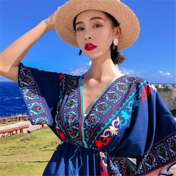 

Beach Style A-line Vestidos De Festa Print Sweet Chic Dresses For Women Pastel Casual High Waist Estidos De Fiesta