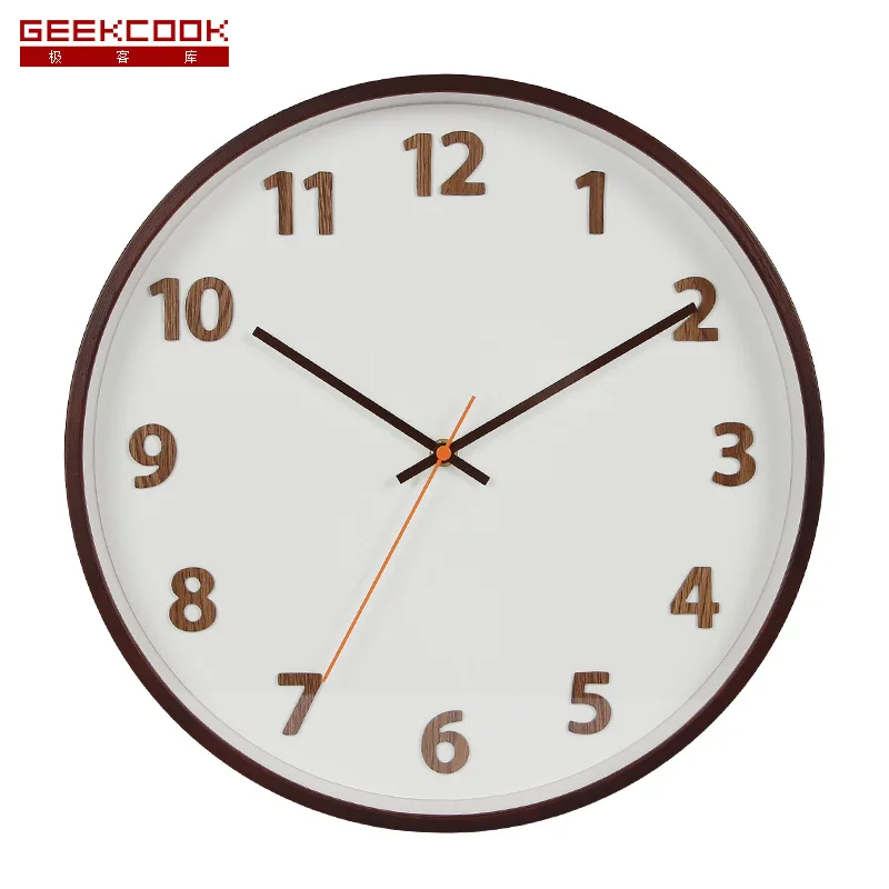 

Simple Home Wall Clock Decorative Living Room Wooden Frame or Metal Baking Lacquer Frame Watch High Quality Silent 14 inch