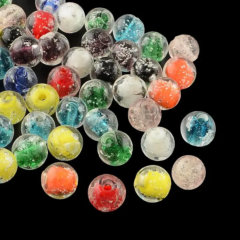Jewelry Beads Handmade Luminous Lampwork Beads, Round, Mixed Color, 8mm