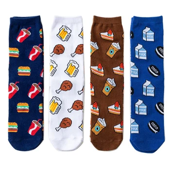 

Women Novelty Food Milk Beer Hamburg Sokken Creative Crew Happy Funny Socks Cute Ice Cream Unisex Happy Socks Female Socks