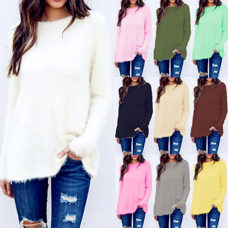 

2019 Winter knitted Pullover Cotton Sweater Autumn Women Tops Plus Size Casual Long Sleeve Pull Female Solid Sweaters Pullovers