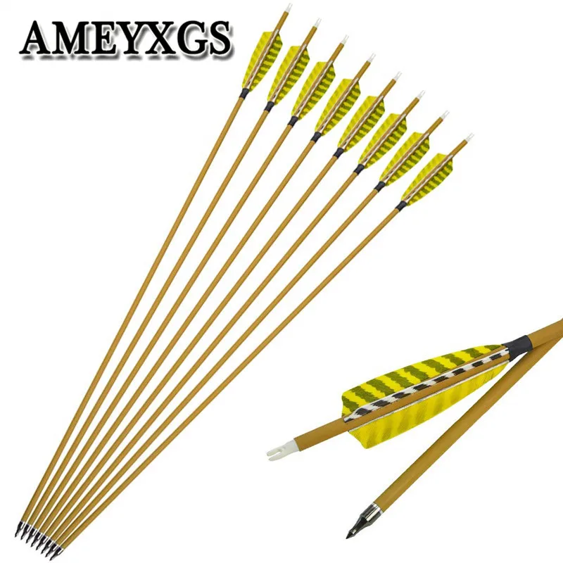 

6/12Pcs 30" Spine 450 Archery Carbon Arrows 4" Turkey Feather Replaceable Arrow Tips For Outdoor Hunting Shooting Accessories