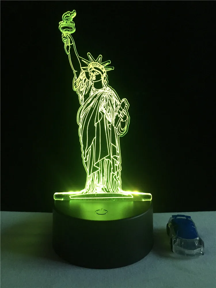 3D ee.uu. Nueva York Victoria diosa noche luz dormitorio decoración iluminación LED escritorio lámpara de mesa niño Regalo de Cumpleaños Lava lampara RC
