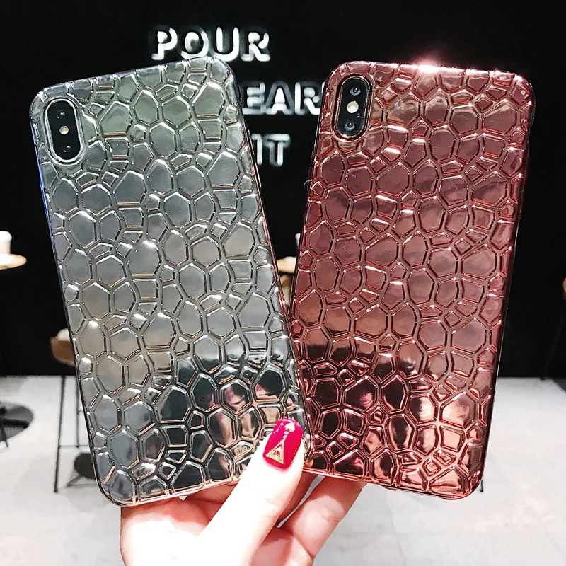 

Electroplate Plating Tin foil The Crocodile Grain Phone Case For iPhone X XS XS MAX,Pure Color Shell For iPhone 6 7 8/plus