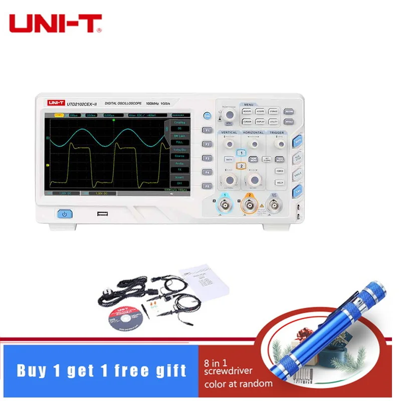 

UNI-T UTD2102CEX-II UTD2072CEX-II Digital Storage Oscilloscope 2CH 70MHz/100MHz bandwidth 8-inch TFT LCD, WVGA (800X480)