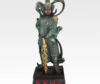 

China Bronze Copper Temple Warrior Veda Weituo Skanda Bodhisattva Wei Tuo Statue