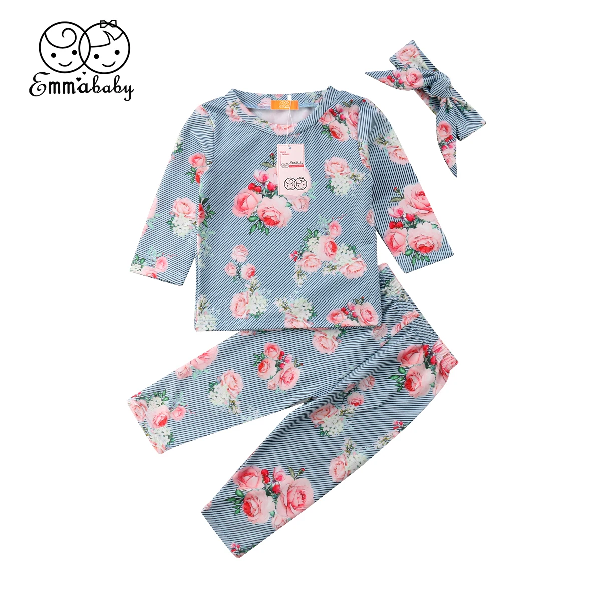 

US Floral Newborn Baby Floral Top T shirt+Pants+Outfit Girl Clothes 3 6 9 12 18M